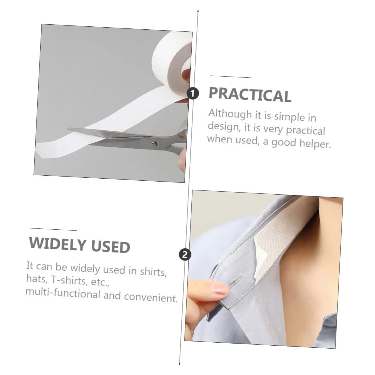 4Rolls Collar Sweat Pads of Portable Sweat Absorption Liners for Hats Collars and Sleeves Self Adhesive Cuttable for Outdoor Use Sweat