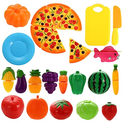 DIKACA Juguete De Frutas y Verduras para Cortar Colorido De Comida De Juguete para rol y Cocina Infantil
