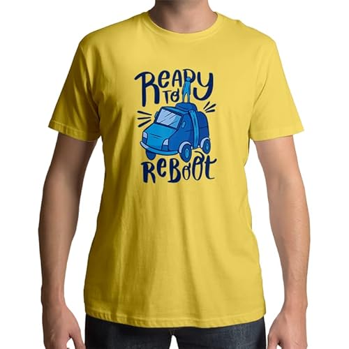 KUSTOMIK Camiseta Hombre - Ready to Reboot. Color Amarillo. Talla XXL Cover