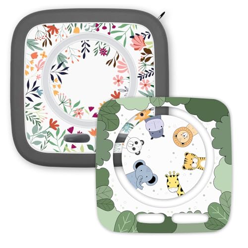 younikat Toniebox 2 Screen Protectors 2 x Perfect Fit Self-Adhesive Film Scratch-Resistant and Scratch-Resistant with No Residue I Safari Flowers I You0165