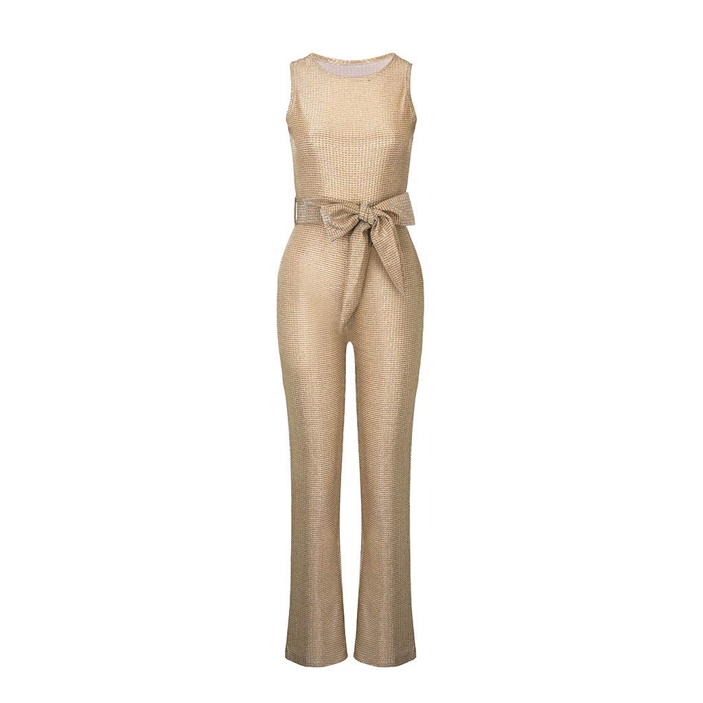 Chique Jumpsuit Met Diepe V Hals Voor Dames Effen Kleur Mouwloze Hoge Taille Rompertjes Elegante Overall Met Lange Broek Cocktailfeestje (Color : Dark green, Size : M