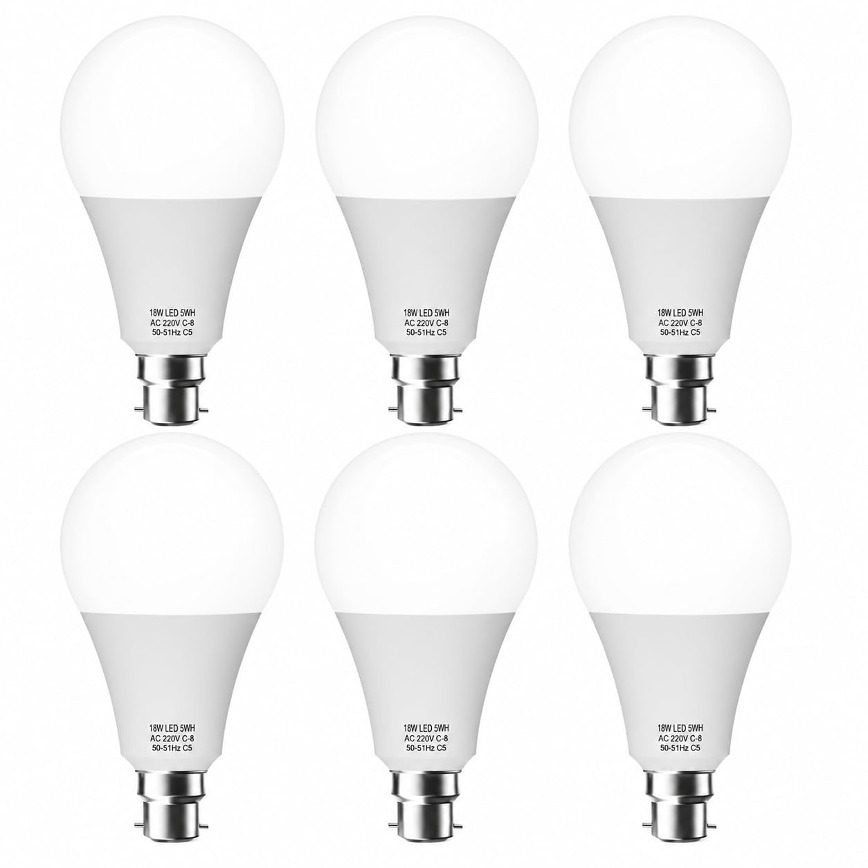 DC VOLTAGE B22 A60 LED Bulb Cool White 6500K 18W 1806 Lumens Bright-Pack 6