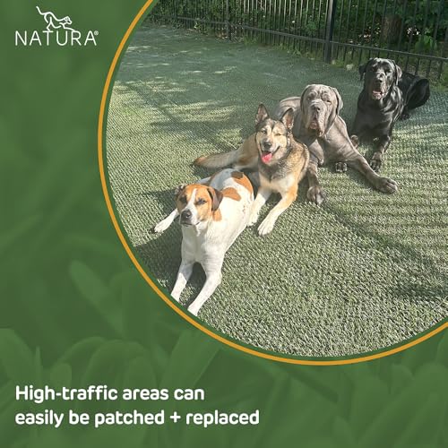 Natura PowerRun 10376807 Outdoor Artificial Grass for Dogs, Turf Grass Patch Blends in with Natural Grass, Keeps Paws and Homes Clean, 1.5 ft. x 15 ft., Green
