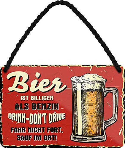 Blechschild Bier Spruch – „Das Beste Bier Ist Ein Offenes Bier“, 28x12 Cm, Für Bar Oder Pub