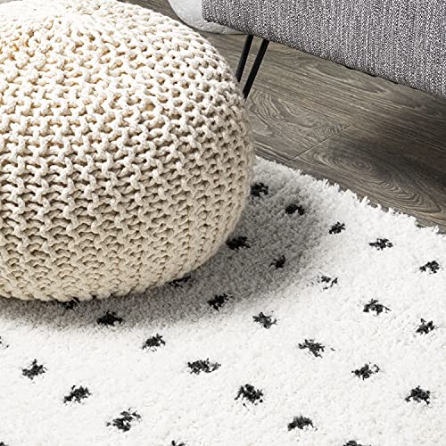 Jonathan Y Moh400A-210 Pele Modern Geometric Shag Indoor Area-Rug Bohemian Polka Dot Easy-Cleaning Bedroom Kitchen Living Room Non Shedding, 2 X 10, White/Black #TOP3