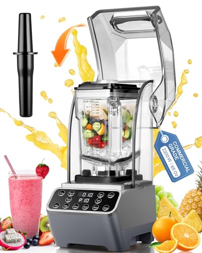 MOGAN Commercial Blender with Sound Shield, 2200W Quiet Smoothie Blender,