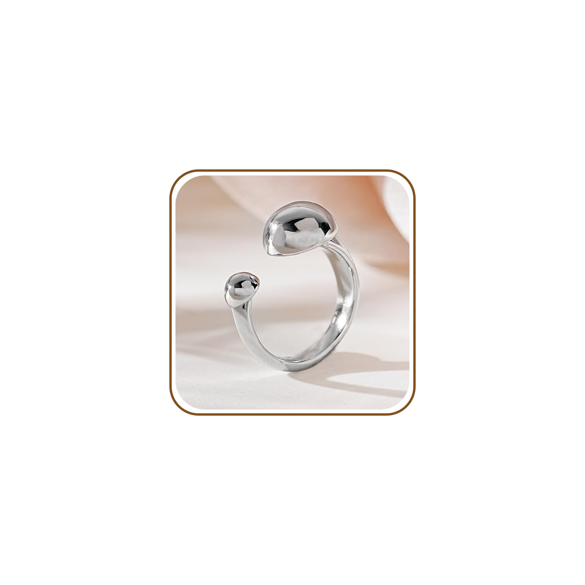 LUCA SMITH Adjustable 14k Gold Plated Rings Double Ball Band Open Stacking Thumb Ring Non Tarnish Twist Eternity for Women Men Dome Chunky Statement