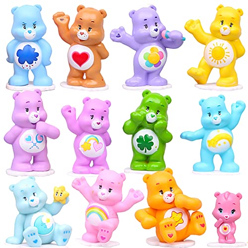 IOSCDH 12pcs Oso multicolor Ornamento,Mini Figuras,Muneca adornos,fiesta suministros,Caricatura Cake Topper, Decoracion cumpleafios,Decoración Suministros Minifiguras,Shower Fiest(Color aleatorio Cover