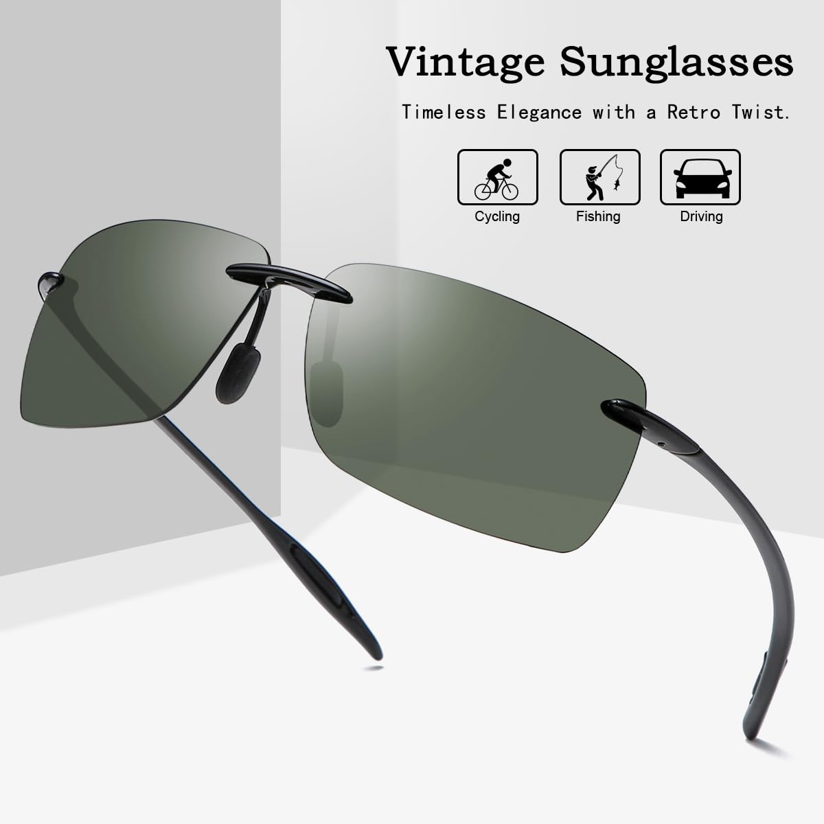 PEEPAI Polarized Sunglasses for Men and Women, Lightweight and Durable Sports Sunglasses with UV Protection for Driving Fishing Golf - Green