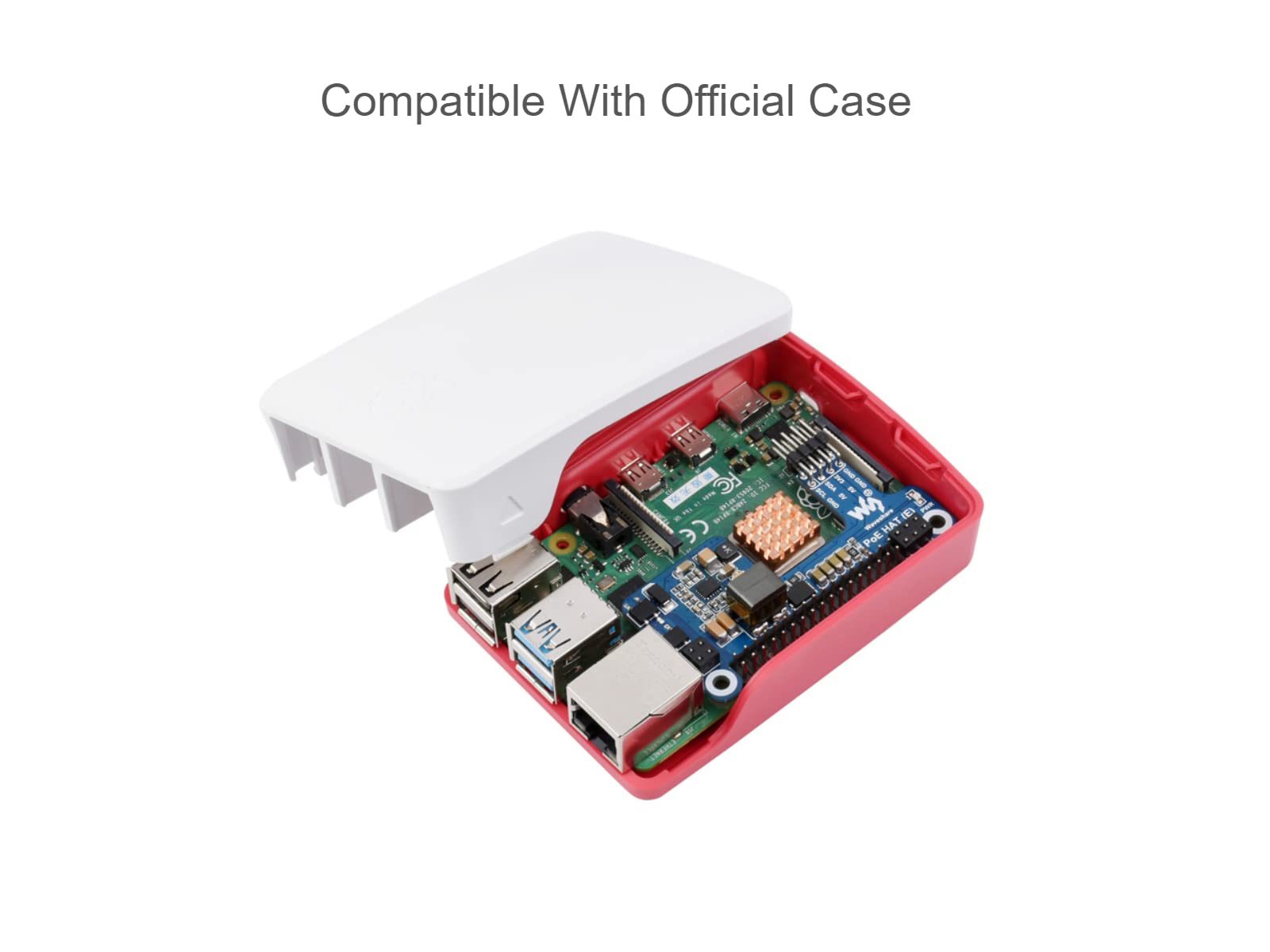 Waveshare POE Hat for Raspberry Pi 4B 3B+, IEEE 802.3af-Compliant,Power Over Ethernet Hat (E) Expansion Board for Raspberry Pi,5V Power Output