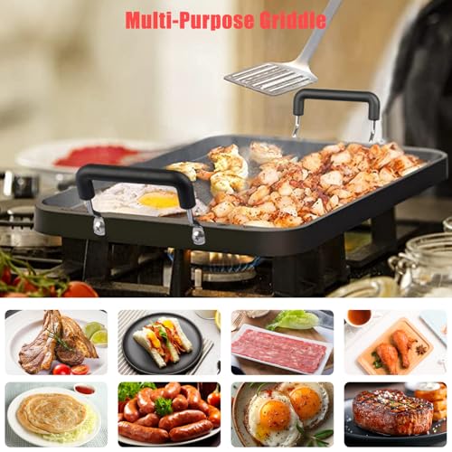 Image of Vayepro Stove Top Griddle, 22 Inch 2 Burner Large Grill Pan for Stove Top, Non-Stick Aluminum with Handles, Indoor Outdoor Cooking /Camping