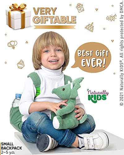 Naturally KIDS Green Dinosaur Backpack, Dinosaur Toys for Girls Boys Toddler Backpack for Girls w Stuffed Animal - Image 2