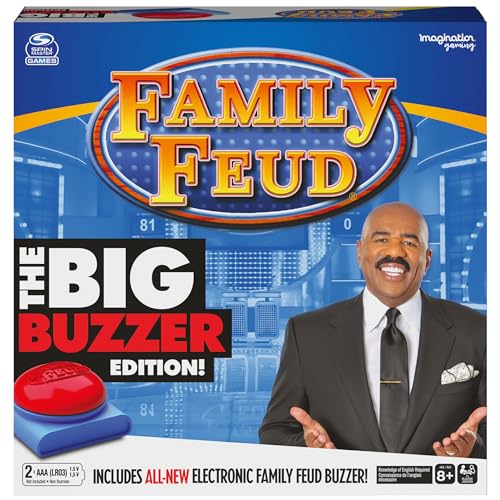 Spin Master Family Feud Big Buzzer Game Amazon Exclusive Buzz in with The Electronic Buzzer Board Game for Hilarious Family Fun Ages 8 and up