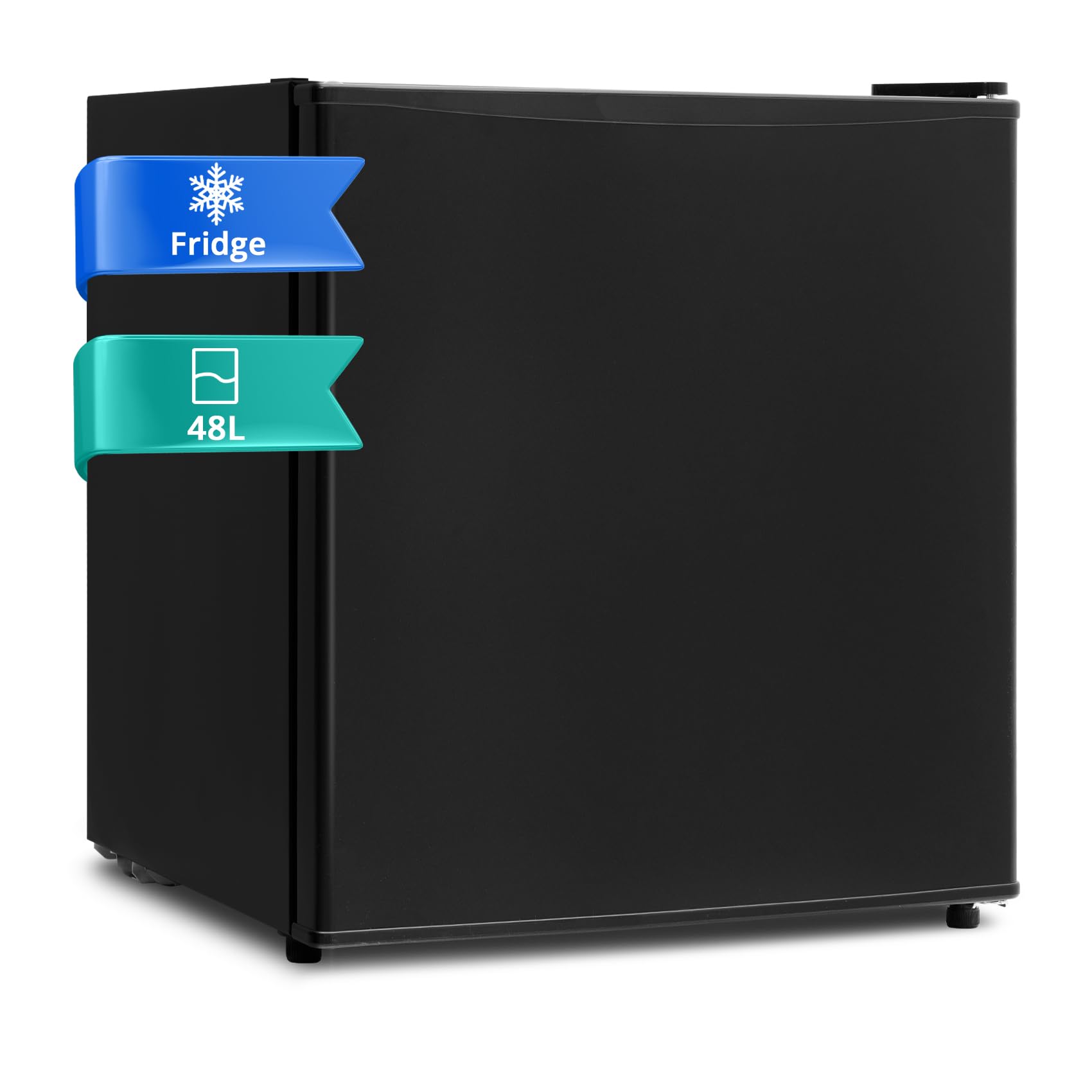 SMETA Frigorífico de 45 l, mini frigorífico negro, pequeño frigorífico silencioso de 39 dB, minifrigorífico con termostato de 6 niveles 0 – 10 °C, con tope de puerta intercambiable para casa, oficina