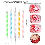 FULINJOY 5PCS Dotting Pens with 3 PCS Nail Painting Brushes, Nail Art Design Tools - Image 2