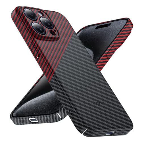 Phoneaura Schutzhülle mit iPhone 15 Pro Max Hülle mit Carbon Optik kompatibel mit MAGSAFE I Handyhülle für 15 Pro max Glas I 15 Pro Max Case [flaches Design+ Carbon Optik+ 2 Schutzgläser inklusive]