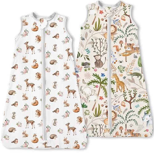 Image of Toddler Sleep Sacks 2T-3T-4T, 0.5 TOG Light Summer Wearable Blankets, Extra Long XL Sleeping Bags, 2 Pack