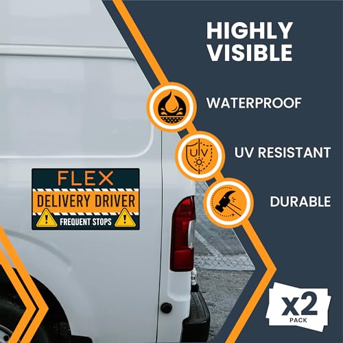 Image of Magnet Me Up Flex Delivery Driver Automotive Magnet Decal, 2 Pack, 8x4.5 inches, Automotive Magnet for Car, Truck, SUV, Vehicle Safety Sign for Flex Delivery Driver, Crafted in USA