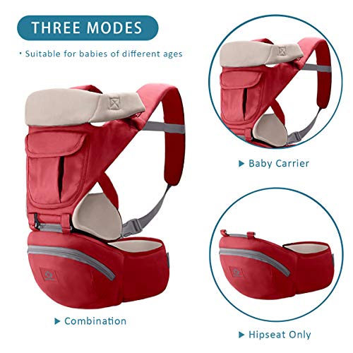 SONARIN 3-in-1 multifunctionele hipseat babydrager, babydrager, front-facing-slinger, grote opslag, ergonomisch, alle… - Image 4