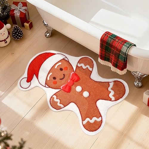 NOVWANG Christmas Gingerbread Bath Mat 27.5 x 19.7 Inches Soft Bathroom Rug