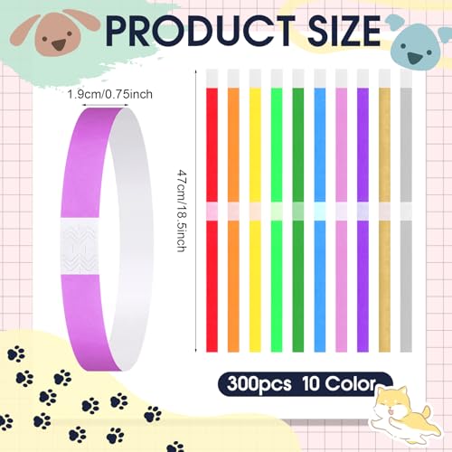 Image of Nezyo 300 Count 18.5 Inch Puppy Collars Paper Dog Collars Whelping Collars Puppy ID Collars Colored Adhesive Pet Identification Collars for Newborn Small Pet Dog Cat,10 Colors