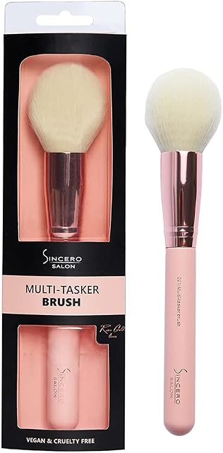 SINCERO SALON Powder Brush, Bronzer Brush I Multitask Makeup Brush I Rose Gold, 100% Vegan, Cruelty-Free Highlighter Brush, Blush Brushm, Perfect as a Gift