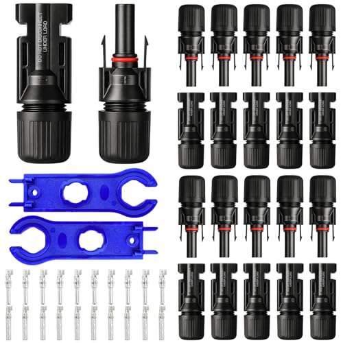 10 Paar Solarstecker Set inkl. 2 Werkzeuge – Solarpanel Stecker Männlich/Weiblich, IP67 wasserdicht, PV Solarstecker kompatibel mit 4–6 mm² Solarkabel, Stecker für Solaranlage
