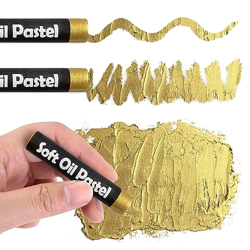 qianshan Soft Oil Pastels Set of 5 Single Colors,Non Toxic,Soft Texture Vibrant and Creamy Oil Crayons Pastels Art Supplies For Professional Artists Beginners Drawing.Gold