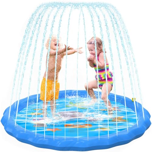 Kezidhp Splash pad Wasserspielzeug Kinder, 170CM Sprinkler Wasser Spielmatte für Draußen, Outdoor Garten, Hunde Pool Wassermatte für Sommer Sprinklerauflage Spielzeug für Kinder ab 2 3 Jahren