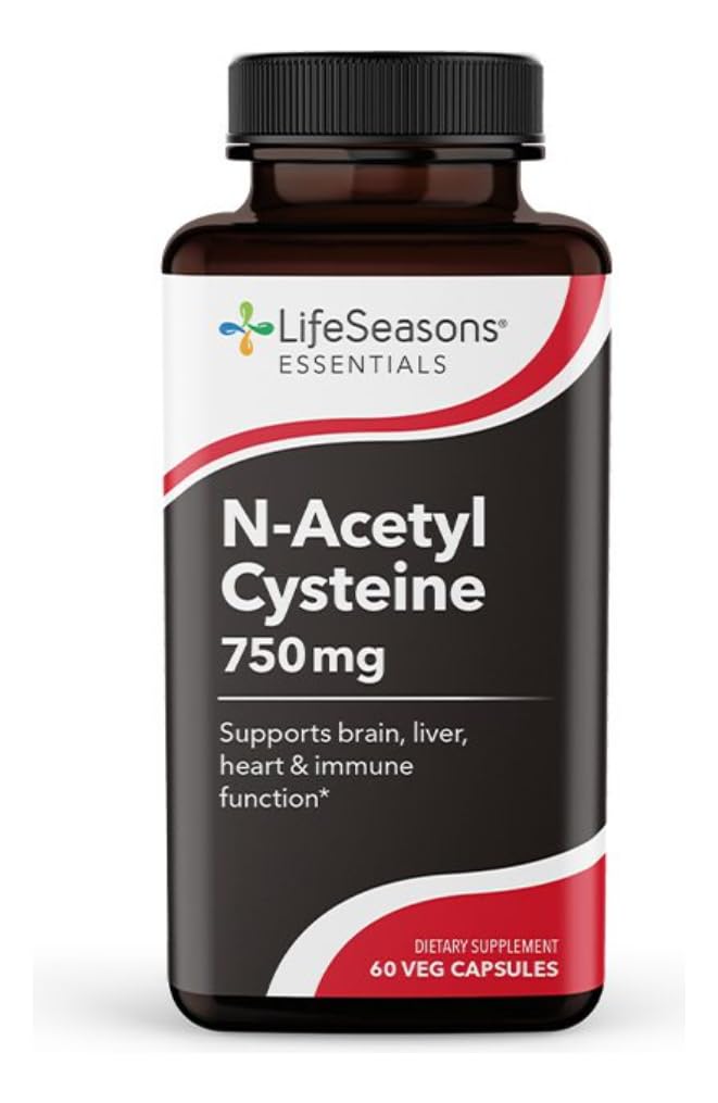 LifeSeasons N‑Acetyl Cysteine (NAC) 750 mg – Antioxidant & Detox Support Supplement – Glutathione Precursor, Immune & Respiratory Health, Liver & Cellular Protection – 60 Veg Capsules