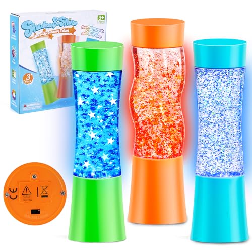 NYOBABE Sensory Toys for Autism 3 Pack Light-Up Sensory Tubes with Switch Sensory Lights Fidget Toy for Stress&Anxiety Relief Autism Sensory Equipment Special Needs Developmental Toys for Kids&Adults