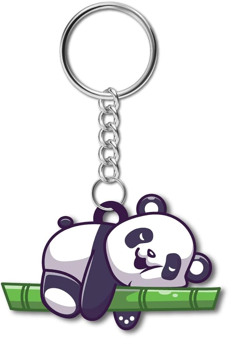 Bhai Please Sleeping Panda Wooden Keychain For Car, Bike, Office, Home (Pack Of 1) Multicolour Key Chain With Ring | Gift For Men, Women, Girls, Boys,...