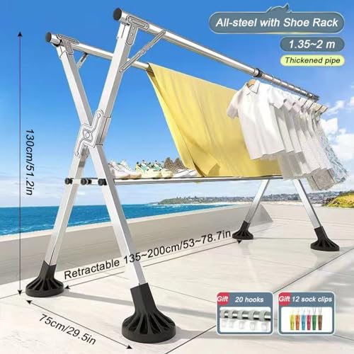 Séchoir à linge pliable pour économiser de l'espace avec scarpiera et structure réglable - 8