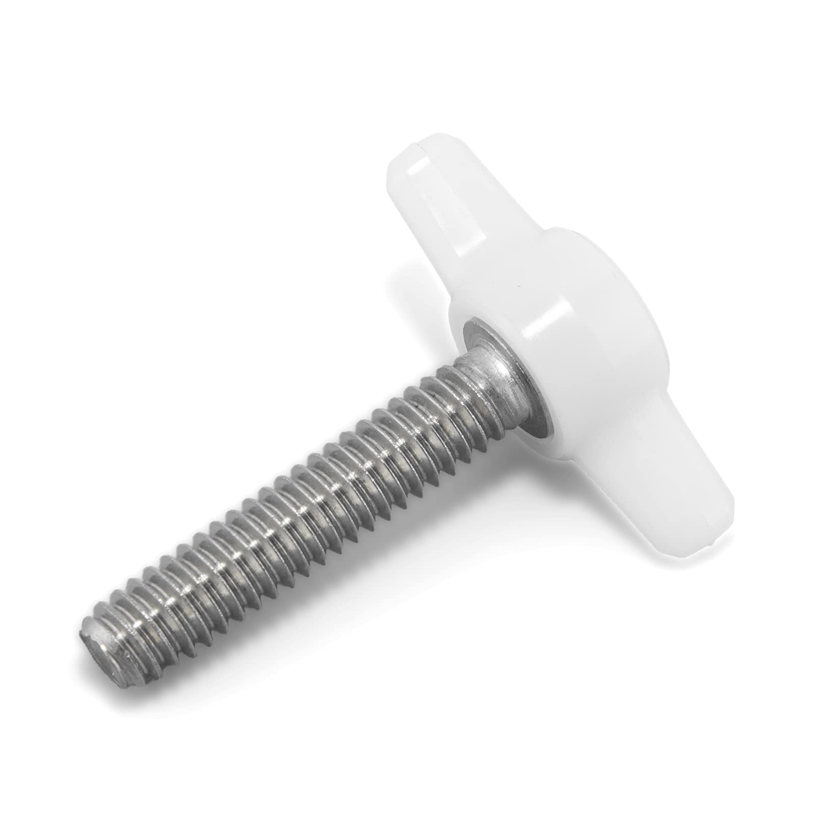 1/4"-20 x 1-1/4" Thumb Screw Stainless Steel - White Tee Wing Plastic Knob - Standard/Coarse Thread Thumbscrew - Length: 1.250" - Proudly Built in USA