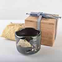 Amazon.co.jp: 茶道具 尾形乾山造 富士図 黒筒茶碗 極め箱 M