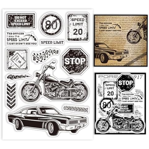 GLOBLELAND Retro Transportation Clear Stamps Set Cover