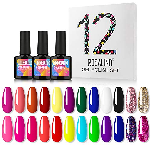 Rosalind Neon Nail Polish Set,Classic Neon Color Series Soak Off UV LED Lamp,Soak Off UV/LED (Neon Color Series)