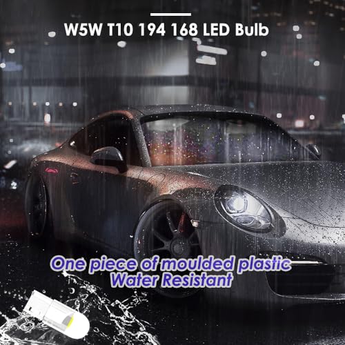 Noobibaba 501 LED Bulbs W5W Bulb, T10 194 168 2825 Number Plate Light LED Side Light, Cool White 6000K 0.5W 12V DC Wedge Base 10-Count