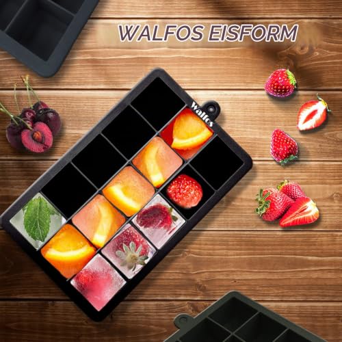 Walfos® Silikon Eiswürfelform,3er-Pack flexible Eiswürfelformen mit Deckel, quadratische eiswürfelbehälter zum einfachen Lösen,BPA-frei… – Ansicht 4
