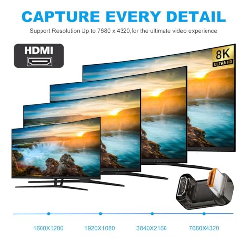 Adaptador HDMI 2.1 macho a hembra en U angulado miniatura 6