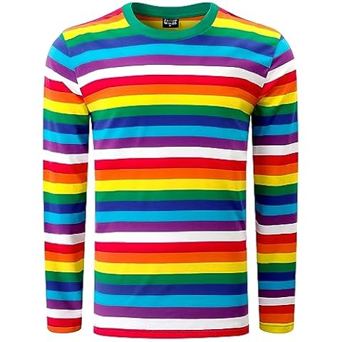 Funny World Rainbow Striped Long Sleeve T-Shirt Cover