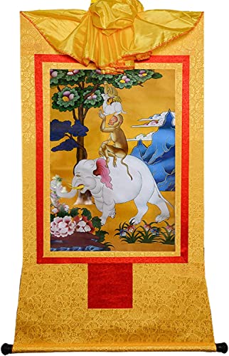 Tapiz Thangka tibetano hecho a mano, brocado budista para inspirar paz y equilibrio