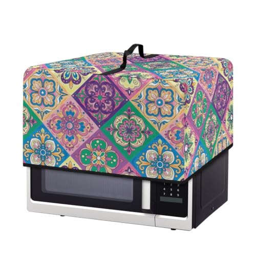 Image of Convection Oven Dustproof Cover, Washable Microwave Oven Cover Small Appliance Accessories for Kitchen Countertop, L, 20.9 x 15.7 x 12.4 Inches, Ethnic Floral