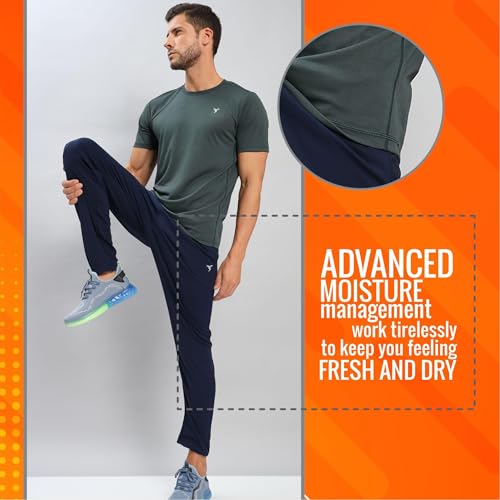 Image of TECHNOSPORT Men's Slim Fit Polyester Activewear Sports T-Shirt with Moisture-Wicking Comfort for Workout, Running & Gym