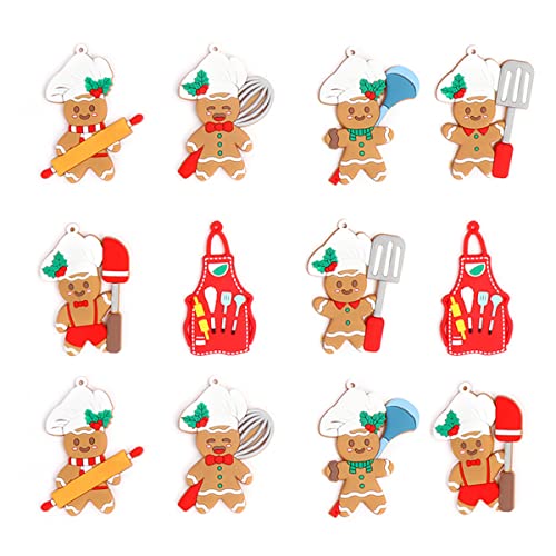 12Pcs Baking Gingerbread Man Christmas Ornaments For Xmas Tree Farmhouse Ornaments Assorted Christmas Tree Hanging Cook Figurine Pendant Holiday Stocking Stuffers Wreath Decor Winter Crafts #TOP2