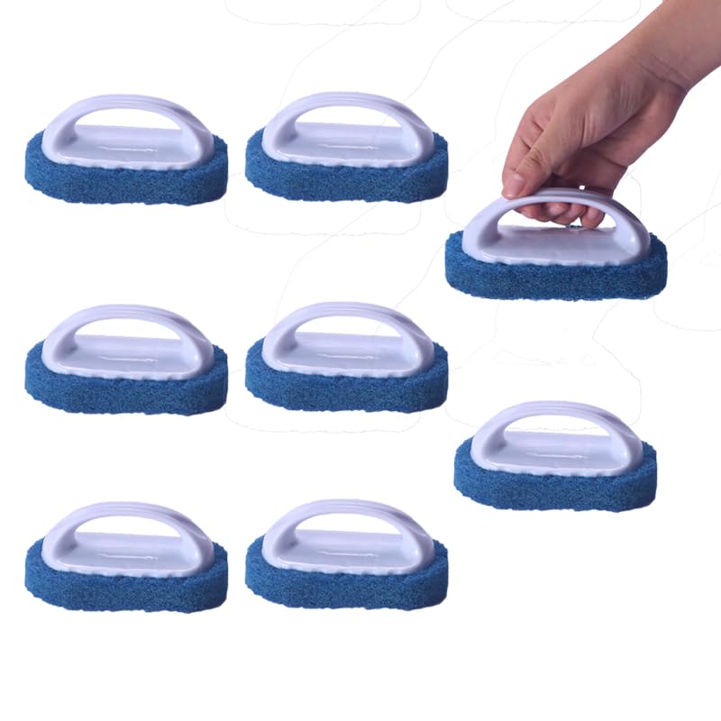 Image of Scouring Pad Brush kit 8 Pieces, Cleaning Brush with Handle, Dish Scrub Brush, Bathroom Brush, Sink Scrub Brush