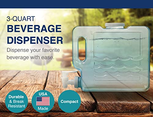 Arrow Compact Drink Dispenser For Fridge, 3 Quart - Small Plastic Beverage Dispenser With Spigot For Easy Dispensing - Made In The Usa, Bpa Free Plastic - Convenient Handle, Easy-Pour Spout #TOP1