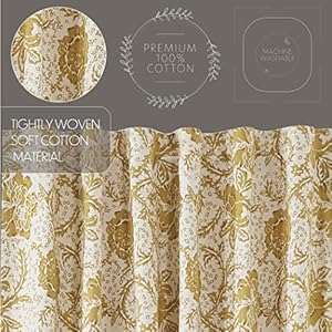 Vhc brands dorset farmhouse prairie curtain panels floral gold 84x36x18 set of 2  urban country home decor