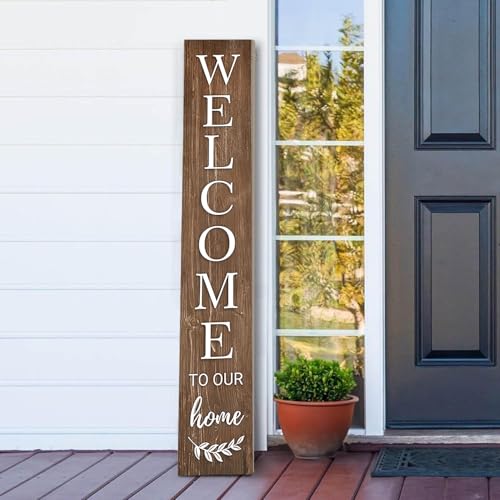 Summer Welcome Sign for Front Door 47 Brown Wooden Porch Sign Large Warm Greeting Door Sign Farmhouse Vertical Porch Sign Rustic Standing Welcome Yard Signs for Patio Outdoor Indoor Garden
