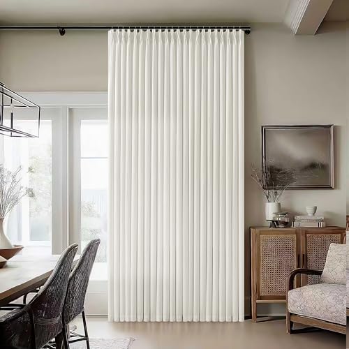 Image of Natural Beige Semi Sheer Pinch Pleated Linen 70 Inch Extra Wide Curtains